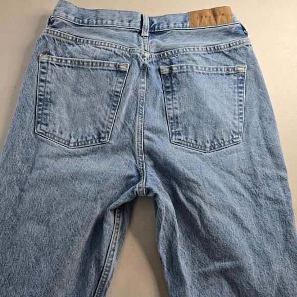 Topshop Blue Jeans Women's 28 Straight Leg Relaxed Distressed Button Fly - Picture 8 of 16
